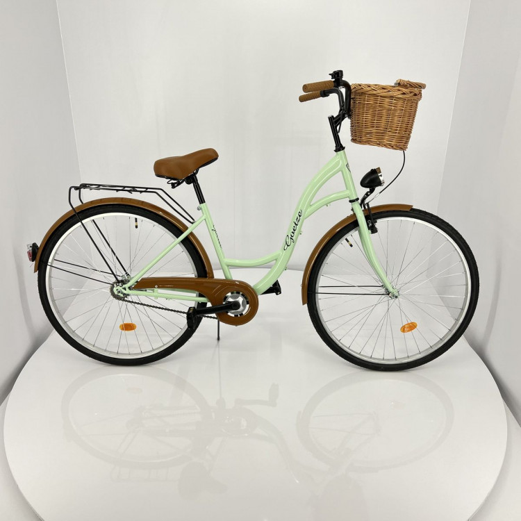Mestský retro bicykel Goetze Eco 26" 1-prevodový pistácia + košík